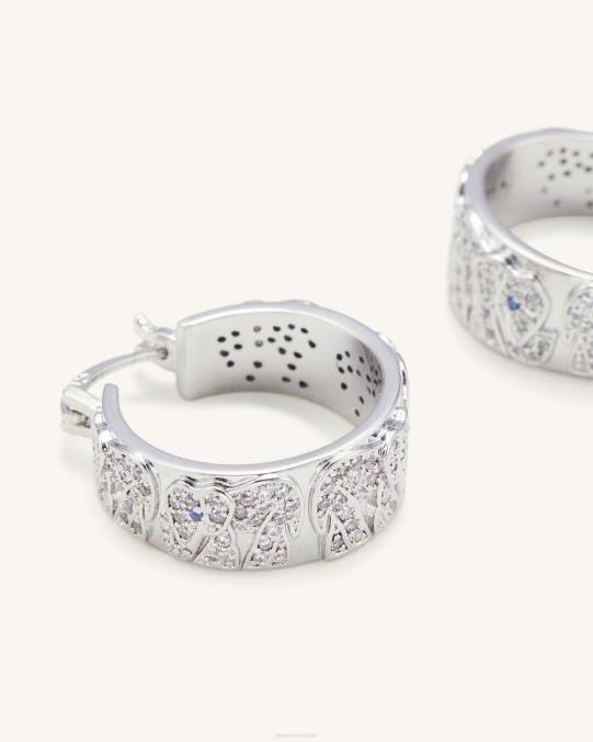 co JW PEI pendientes de elefante Chapado en oro blanco de 18 quilates y circonita blanca y espinela azul pendientes H2LF379