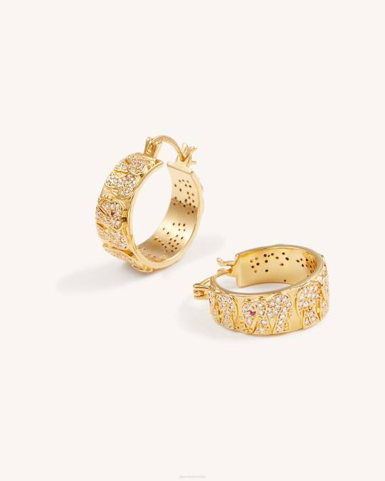 co JW PEI pendientes de elefante Chapado en oro de 18 quilates y circonitas blancas y corindón rojo pendientes H2LF378