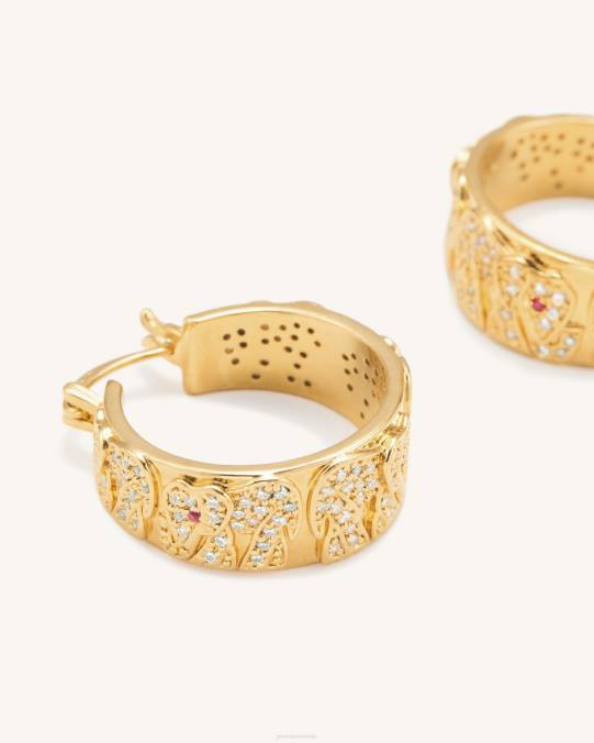 co JW PEI pendientes de elefante Chapado en oro de 18 quilates y circonitas blancas y corindón rojo pendientes H2LF378