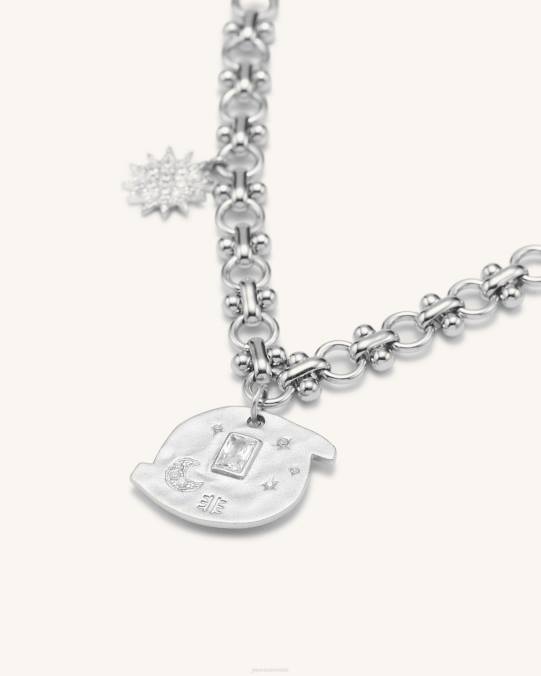 co JW PEI pulsera cosmos redonda con dijes múltiples Chapado en oro blanco de 18 quilates y circonita blanca. pulsera H2LF366